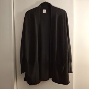 Terra & Sky Women's Black Open Front Cardigan Sweater